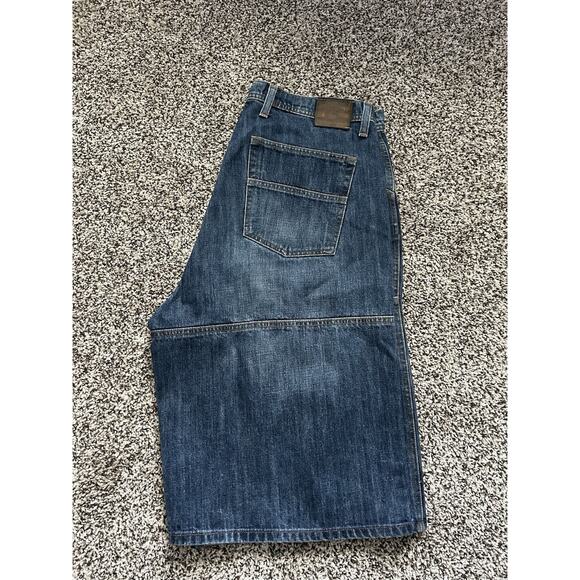 Vintage Ralph Lauren Baggy Denim Shorts Mens 34x13 Dark Wide-leg - Picture 6 of 10